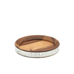 Acacia Wood Zinc Serveringsbræt med bånd 17 cm