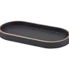 Bakke Oval Sort Finér Træ 23 x 11cm