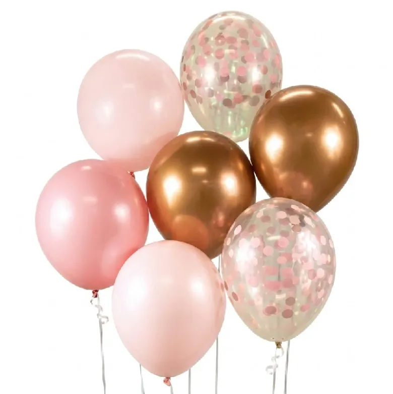 Ballonbuket B&C pink og kobber 7 stk.