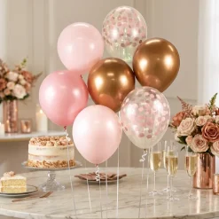 Ballonbuket B&C pink og kobber 7 stk.