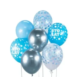 Ballonbuket B&C Sto Lat sølv og blå 7 stk.