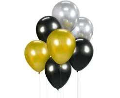 Ballonbuket- Guld sølv sort / 7 stk