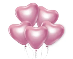 Balloner Beauty&Charm Platin lyserød hjerter 12"/6 stk.