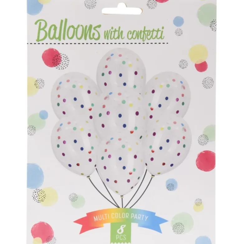 Balloner med konfetti 8 stk pakke.