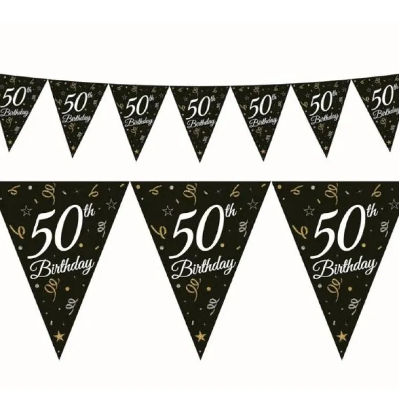 Beauty&Charm papirguirlande med flag "50" 28 x 270 cm