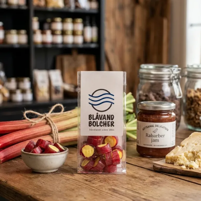 Bolsjer, rabarber rox 80 g