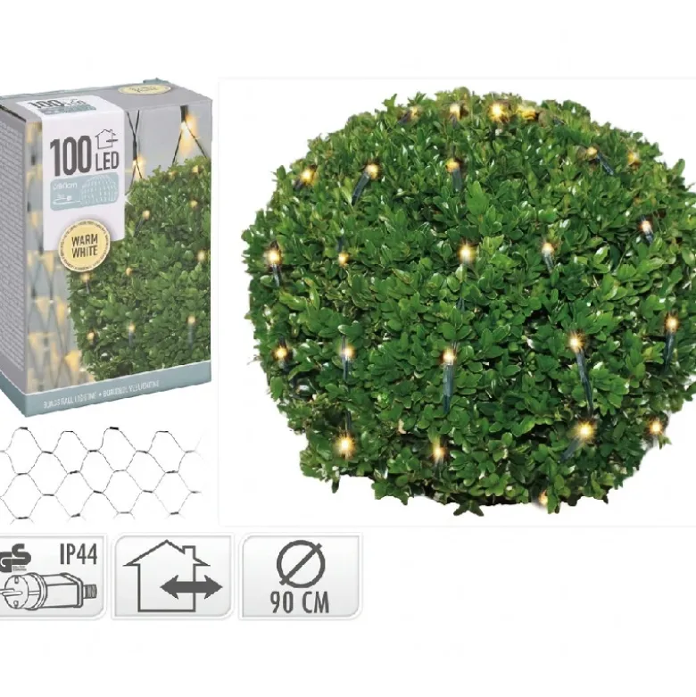 Buxus kuglenet 100 LED'er varm hvid