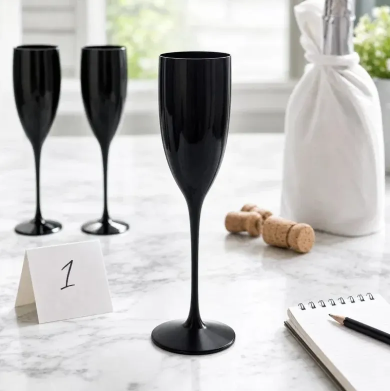 Champagne glas sort 15 cl