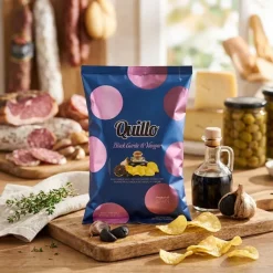 Chips med Eddike og Sort Hvidløg Quillo 45g