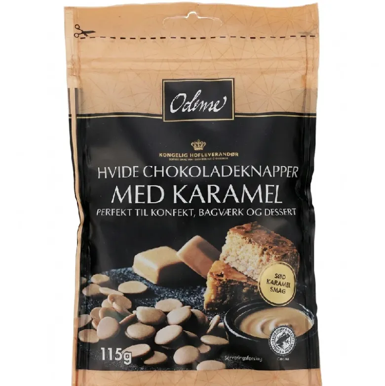 Chokoladeknapper hvid med Karamel 115 g