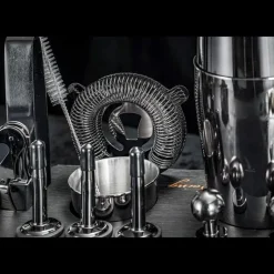 Cocktailshaker sæt med 23 dele med stander - Gunmetal