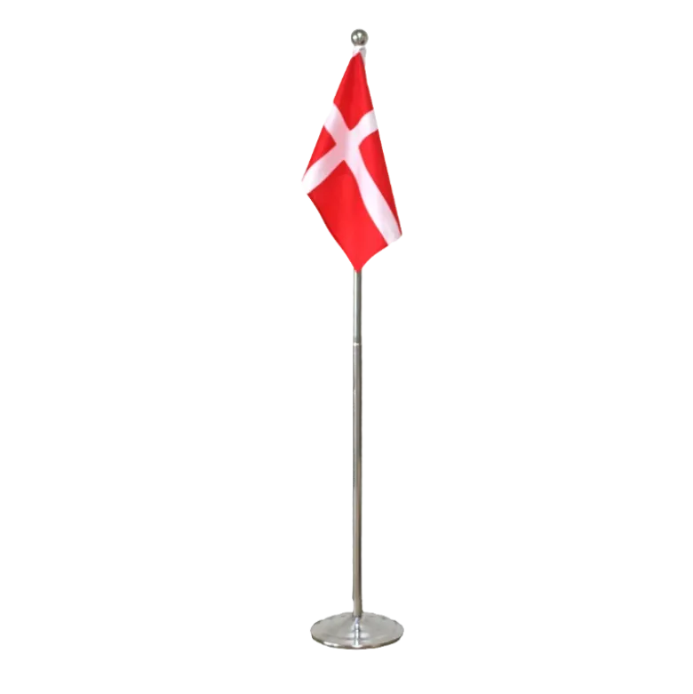 Dannebrog gulvflag i metal højdejusterbart 108-192 cm