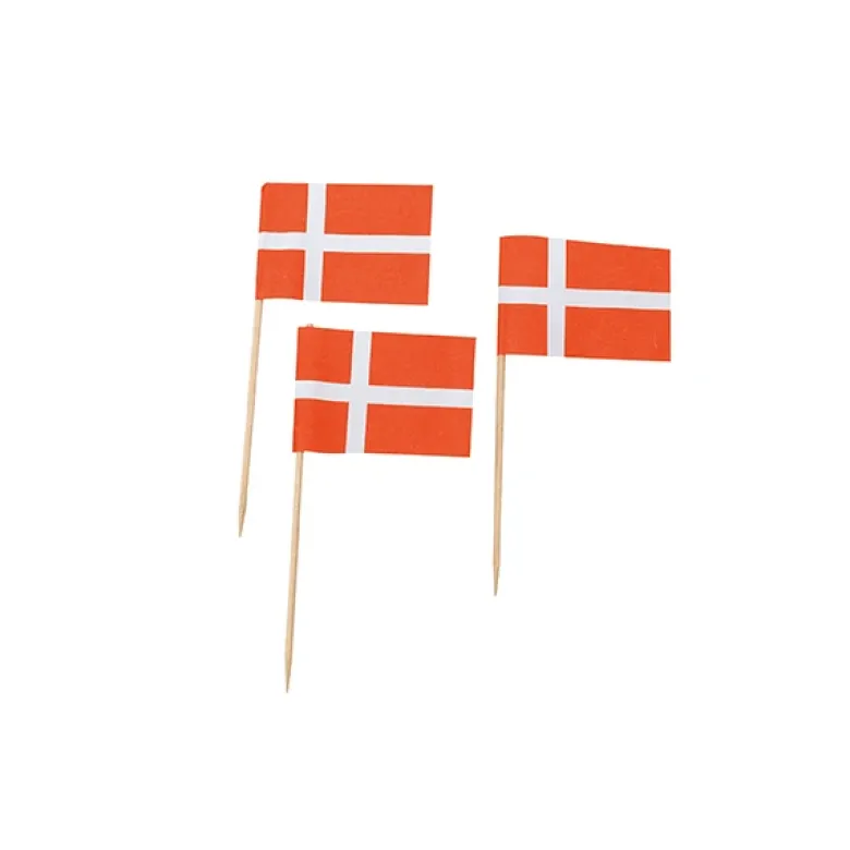 Danske flag på pind - 144 stk.