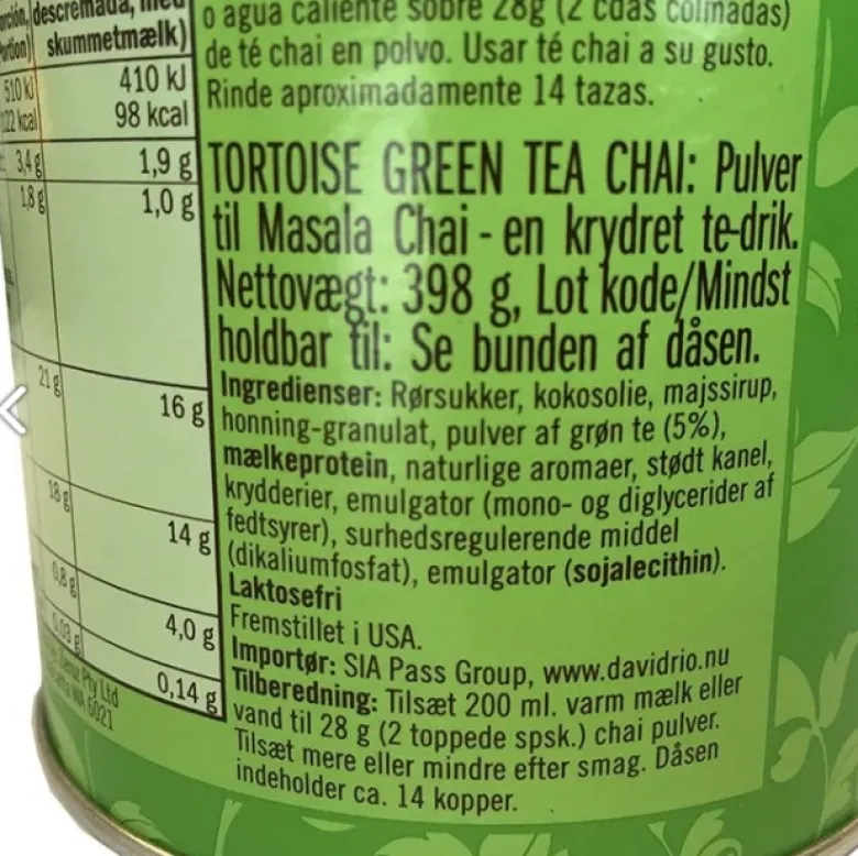 David Rio Tortoise Green Tea Chai 1,816 kg.