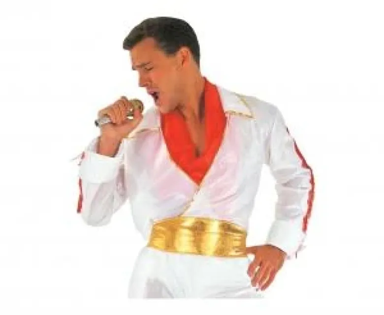 Elegant Elvis rollespilssæt (skjorte bukser bælte tørklæde) størrelse L