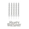 Fødselsdagslys B&C Happy Birthday sølv 16 stk.