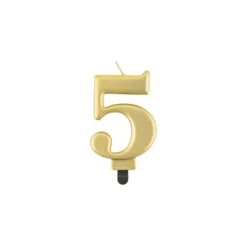 Fødselsdagslys B&C tal 5 metallisk guld 8.0 cm