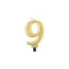 Fødselsdagslys tal 9 metallisk guld 8.0 cm
