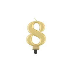 Fødselsdagslys tal 8 metallisk guld 8.0 cm