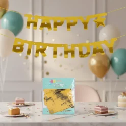 Flagline med teksten "Happy Birthday"