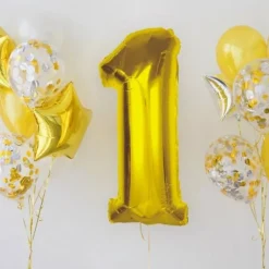 Folieballon Smart nummer 1 guld 92 cm