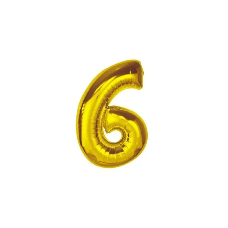 Folieballon Smart nummer 6 guld 92 cm