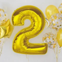 Folieballon Smart nummer 2 guld 92 cm