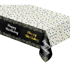 Folieborddug B&C "Tillykke med fødselsdagen" sort 137x183 cm