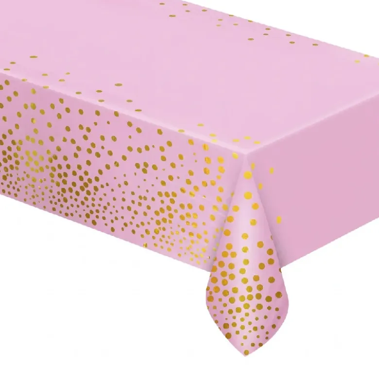 Foliedug B&C med guld prikker lyserød 137x183 cm