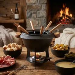 Fonduesæt i støbejern Ø23 cm inkl. 6 gafler