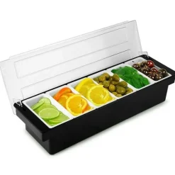Frugt dispenser i sort - 6 dele rum