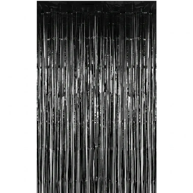 Frynsedørgardin sort 90x240 cm