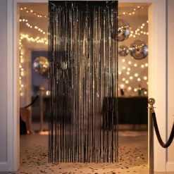 Frynsedørgardin sort 90x240 cm