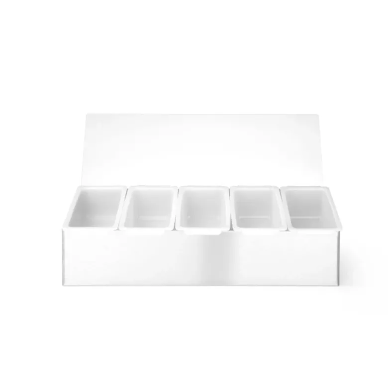 Garnitureholder med 5 beholdere rustfrit stål HDPE