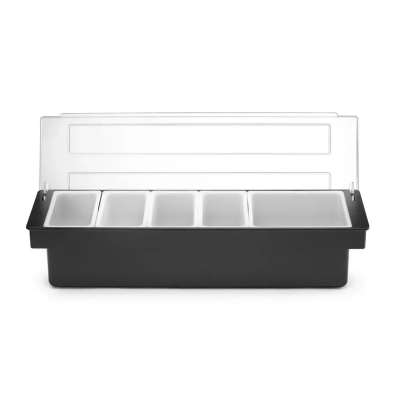 Garnitureholder 5 rum sort ABS