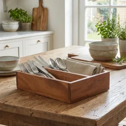 GenWare Acacia Wood Bestikbakke med 2 rum