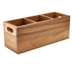 GenWare Acacia Wood Bestikboks med 3 rum