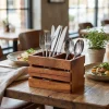 GenWare Acacia Wood Bestikholder med 2 rum