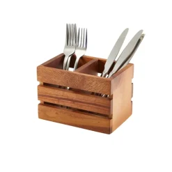 GenWare Acacia Wood Bestikholder med 2 rum