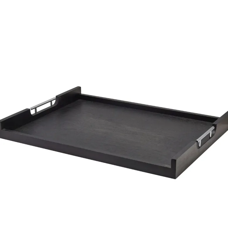 GenWare Solid Black Lav væg butlers bakke med metalhåndtag 65 x 49 cm