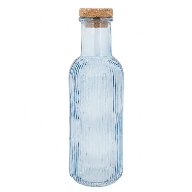 Glasflaske Blå med prop 1L Ø8,7x27,8cm