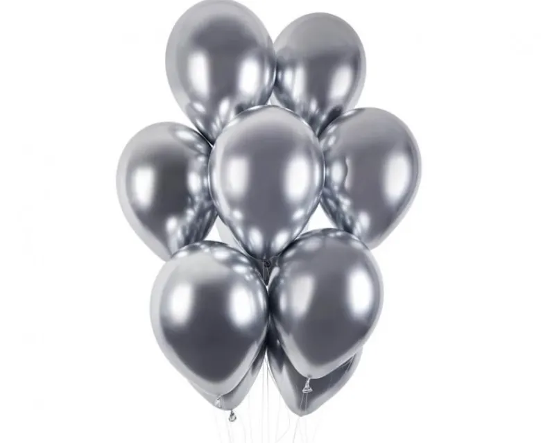 Glinsende balloner GB120 33cm sølv 50 stk.