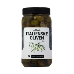 Grillede italienske oliven i olie Feldthusen 1,1KG