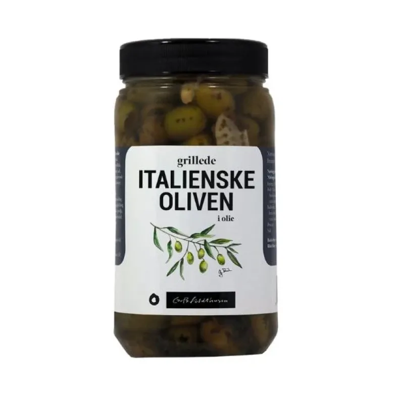 Grillede italienske oliven i olie Feldthusen 1,1KG