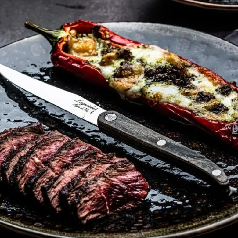 Grillknive Laguiole Grå Pakka glat SÆT 6 SdV