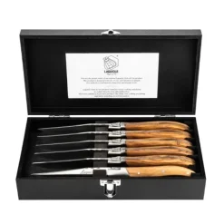 Grillknive Laguiole Oliventræ - Sæt med 6 stk. SdV
