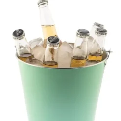 Grøn metal vinkøler med håndtag, 5 liter