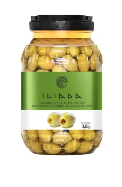 Grønne oliven uden sten i lage Øko SP (3,1 KG)