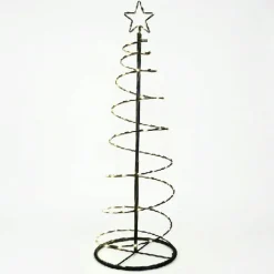 HAAHR & CO Juletræ 145 cm Sort m. 80 LED Spiral i Metal med Topstjerne