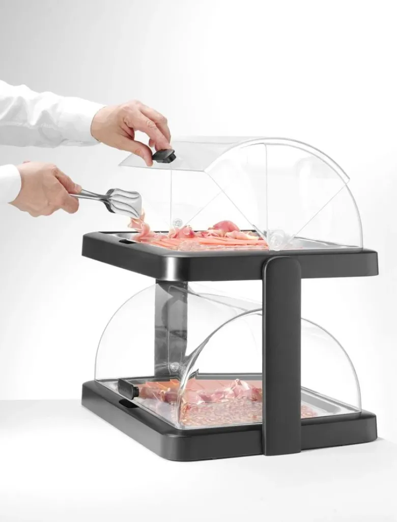 Hendi UNIQ Duo Køledisplay Roll Top Sort 2xGN 1/1